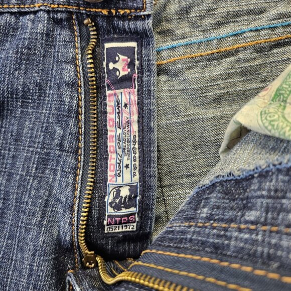 Notorious BIG Jeans Mens 34x33 Blue Embroidered Denim Hip Hop Baggy Skate - Picture 7 of 13